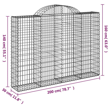 vidaXL Gabions à arc surélevé 9 pcs 200x30x140/160 cm Fer galvanisé