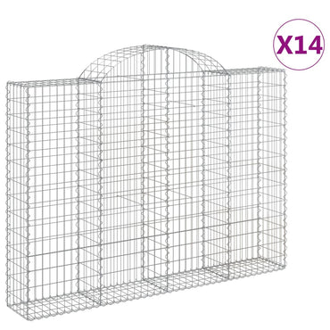 vidaXL Gabionen mit Hochbogen 14Stk. 200x30x140/160cm Verzinktes Eisen