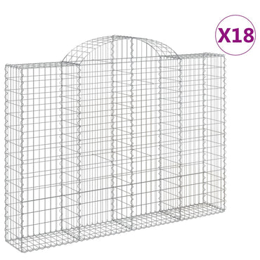 vidaXL Gabionen mit Hochbogen 18Stk. 200x30x140/160cm Verzinktes Eisen