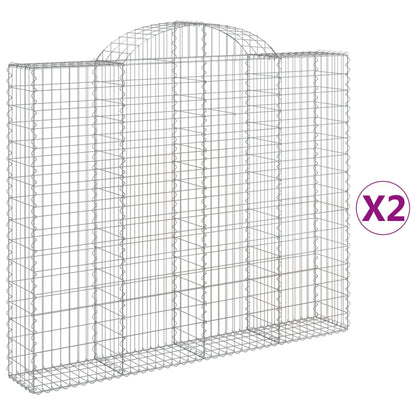 vidaXL Gabionen mit Hochbogen 2 Stk. 200x30x160/180cm Verzinktes Eisen
