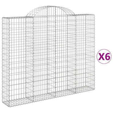 vidaXL Gabionen mit Hochbogen 6 Stk. 200x30x160/180cm Verzinktes Eisen