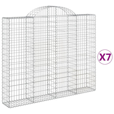 vidaXL Gabionen mit Hochbogen 7 Stk. 200x30x160/180cm Verzinktes Eisen