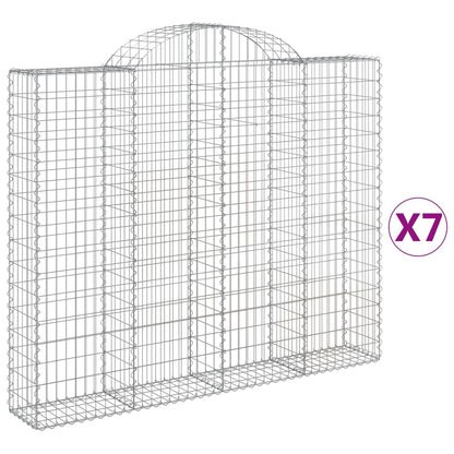 vidaXL Gabionen mit Hochbogen 7 Stk. 200x30x160/180cm Verzinktes Eisen