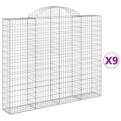 vidaXL Gabionen mit Hochbogen 9 Stk. 200x30x160/180cm Verzinktes Eisen