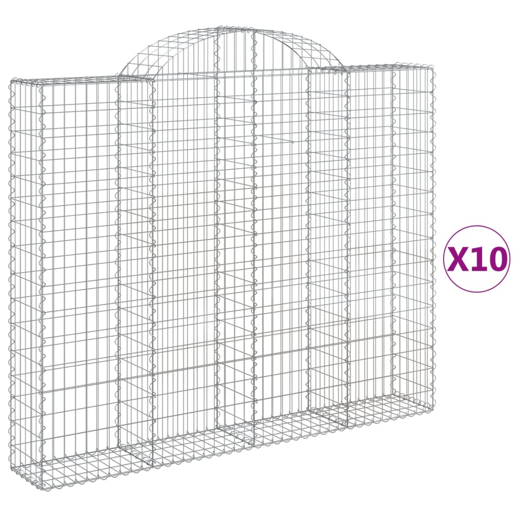 vidaXL Gabions avec arche haute 10 pcs 200x30x160/180cm Fer galvanisé