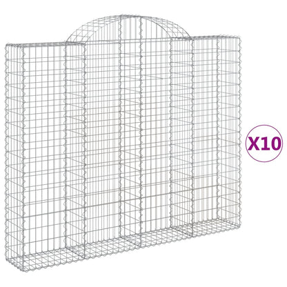 vidaXL Gabions avec arche haute 10 pcs 200x30x160/180cm Fer galvanisé