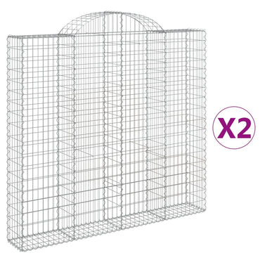vidaXL Gabionen mit Hochbogen 2 Stk. 200x30x180/200cm Verzinktes Eisen