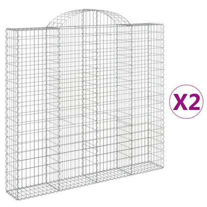 vidaXL Gabionen mit Hochbogen 2 Stk. 200x30x180/200cm Verzinktes Eisen