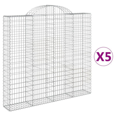 vidaXL Gabionen mit Hochbogen 5 Stk. 200x30x180/200cm Verzinktes Eisen