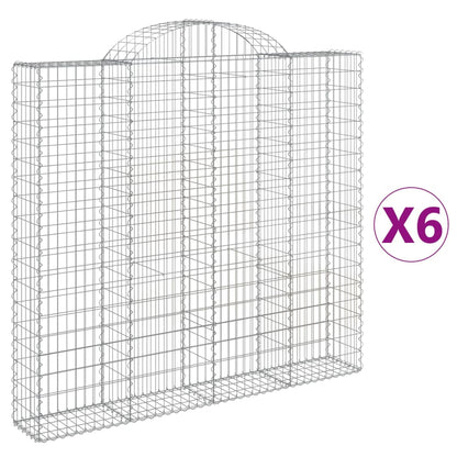vidaXL Gabionen mit Hochbogen 6 Stk. 200x30x180/200cm Verzinktes Eisen
