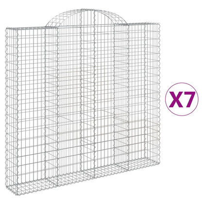 vidaXL Gabionen mit Hochbogen 7 Stk. 200x30x180/200cm Verzinktes Eisen