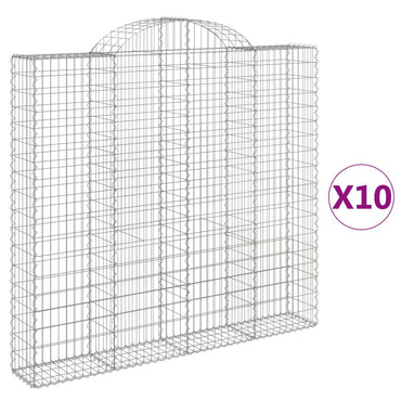 vidaXL Gabionen mit Hochbogen 10 Stk 200x30x180/200cm Verzinktes Eisen