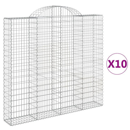 vidaXL Gabionen mit Hochbogen 10 Stk 200x30x180/200cm Verzinktes Eisen