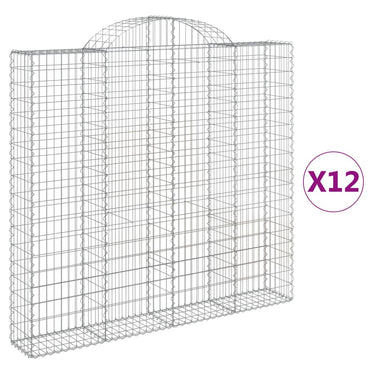 vidaXL Gabionen mit Hochbogen 12Stk. 200x30x180/200cm Verzinktes Eisen