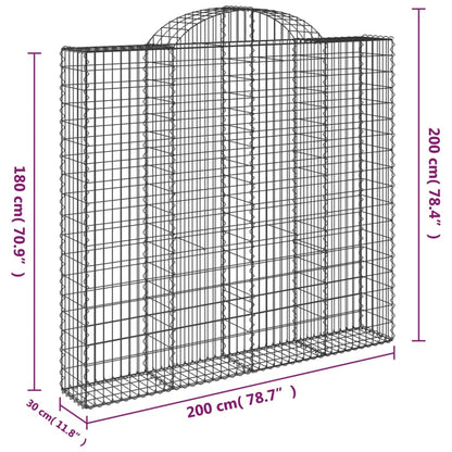 vidaXL Gabionen mit Hochbogen 12Stk. 200x30x180/200cm Verzinktes Eisen