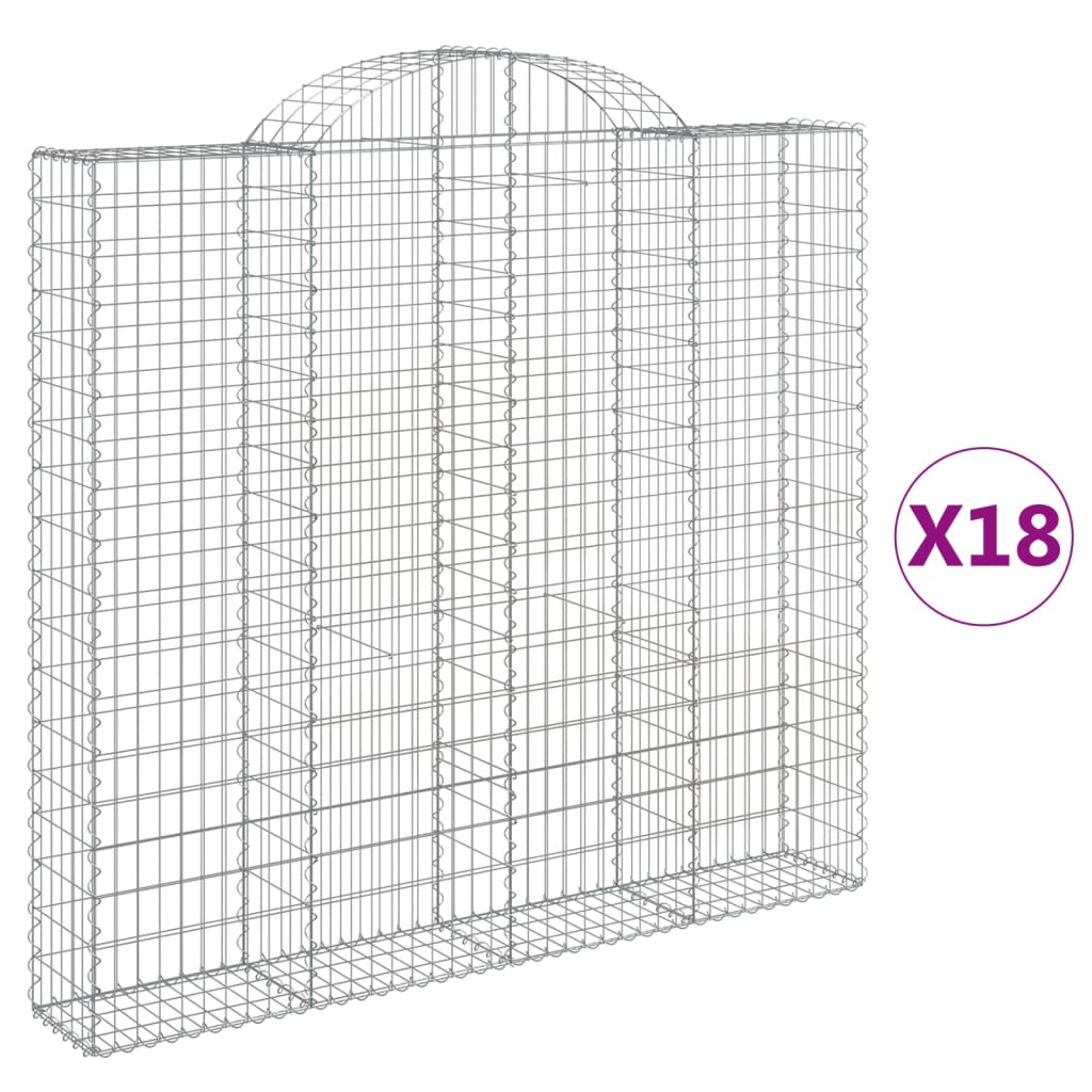 vidaXL Gabionen mit Hochbogen 18Stk. 200x30x180/200cm Verzinktes Eisen