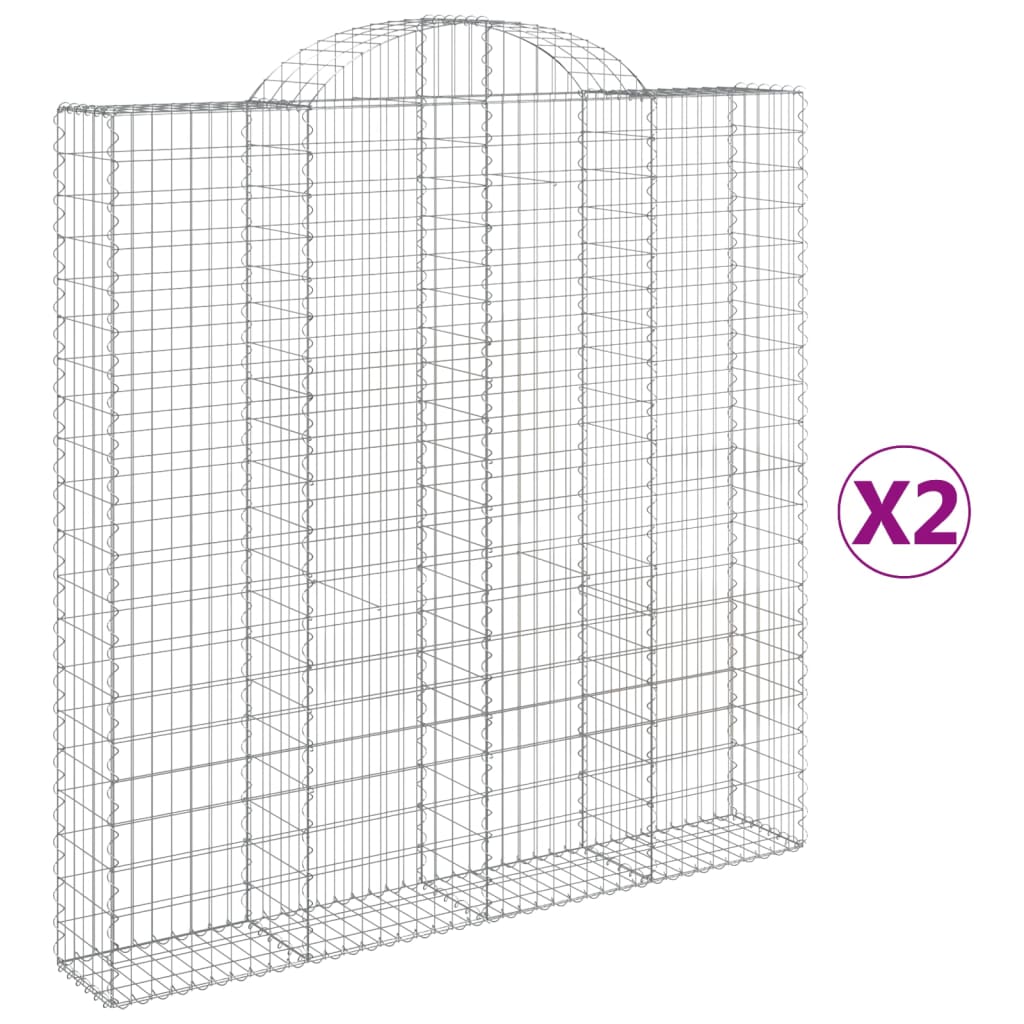 vidaXL Gabions avec arche 2 pcs 200x30x200/220 cm Fer galvanisé