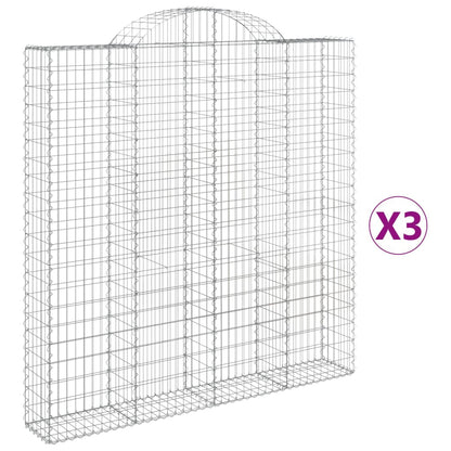 vidaXL Gabionen mit Hochbogen 3 Stk. 200x30x200/220cm Verzinktes Eisen