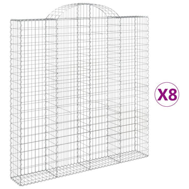 vidaXL Gabionen mit Hochbogen 8 Stk. 200x30x200/220cm Verzinktes Eisen