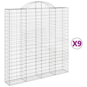 vidaXL Gabionen mit Hochbogen 9 Stk. 200x30x200/220cm Verzinktes Eisen