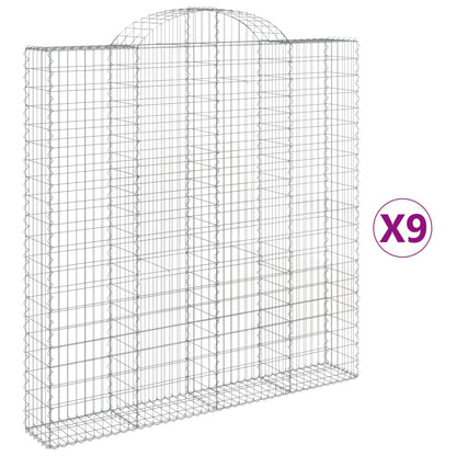 vidaXL Gabionen mit Hochbogen 9 Stk. 200x30x200/220cm Verzinktes Eisen
