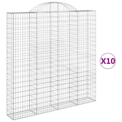vidaXL Gabionen mit Hochbogen 10 Stk 200x30x200/220cm Verzinktes Eisen
