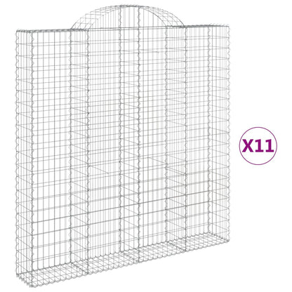 vidaXL Gabionen mit Hochbogen 11 Stk 200x30x200/220cm Verzinktes Eisen