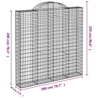 vidaXL Gabionen mit Hochbogen 12 Stk 200x30x200/220cm Verzinktes Eisen
