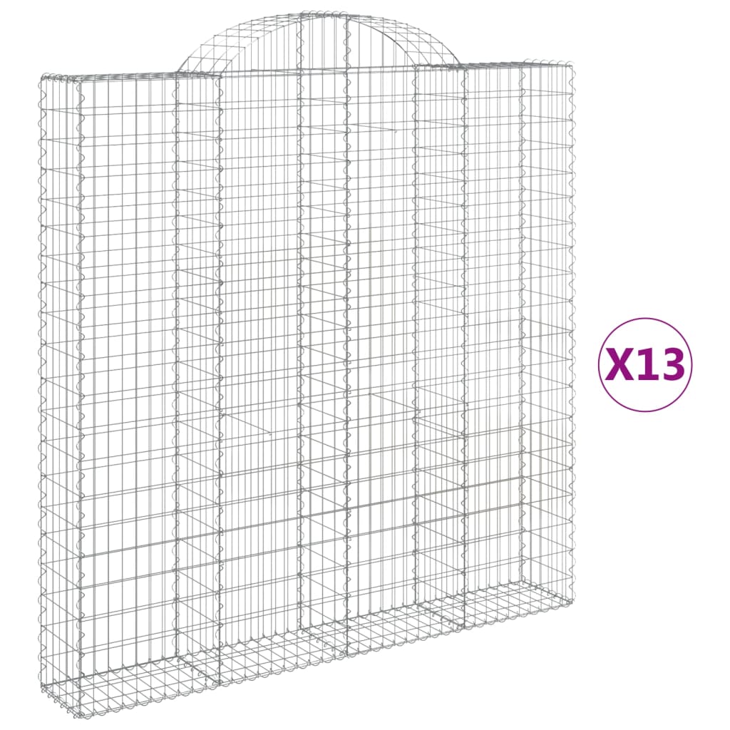 vidaXL Gabionen mit Hochbogen 13 Stk 200x30x200/220cm Verzinktes Eisen