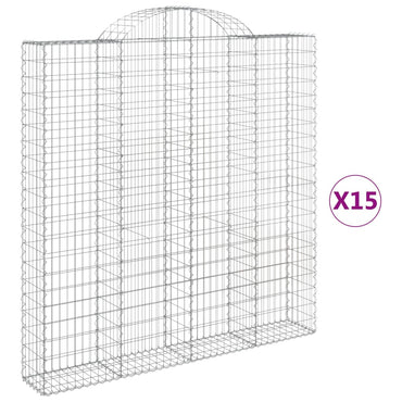 vidaXL Gabionen mit Hochbogen 15 Stk 200x30x200/220cm Verzinktes Eisen