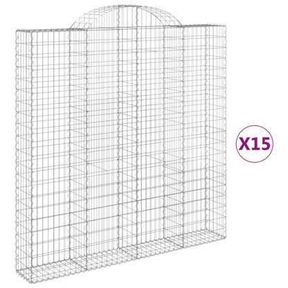 vidaXL Gabionen mit Hochbogen 15 Stk 200x30x200/220cm Verzinktes Eisen