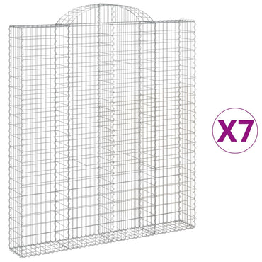 vidaXL Gabionen mit Hochbogen 7 Stk. 200x30x220/240cm Verzinktes Eisen
