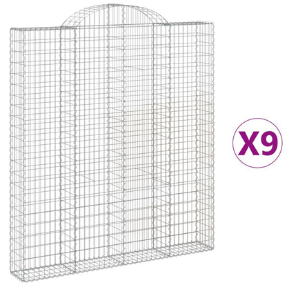 vidaXL Gabionen mit Hochbogen 9 Stk. 200x30x220/240cm Verzinktes Eisen