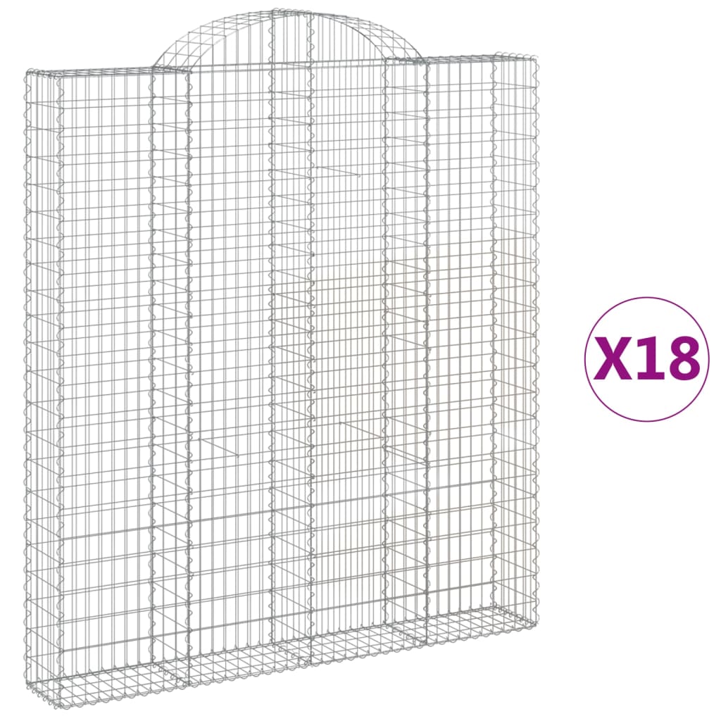 vidaXL Gabionen mit Hochbogen 18 Stk 200x30x220/240cm Verzinktes Eisen
