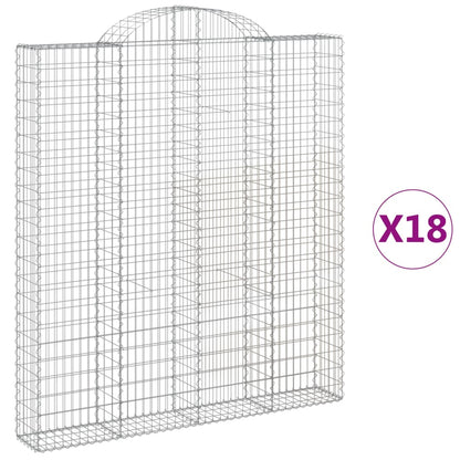 vidaXL Gabionen mit Hochbogen 18 Stk 200x30x220/240cm Verzinktes Eisen