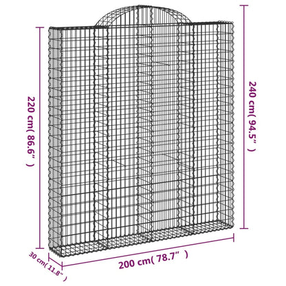 vidaXL Gabionen mit Hochbogen 18 Stk 200x30x220/240cm Verzinktes Eisen
