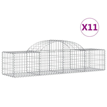 vidaXL Gabionen mit Hochbogen 11 Stk. 200x50x40/60 cm Verzinktes Eisen