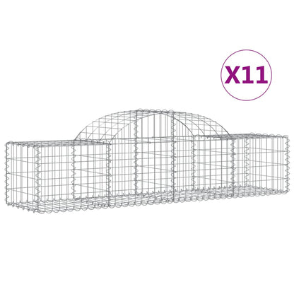 vidaXL Gabionen mit Hochbogen 11 Stk. 200x50x40/60 cm Verzinktes Eisen