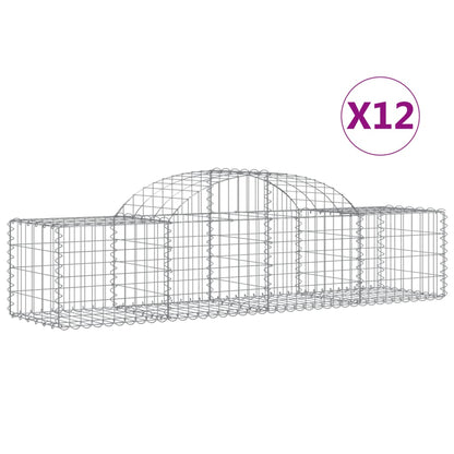 vidaXL Gabionen mit Hochbogen 12 Stk. 200x50x40/60 cm Verzinktes Eisen