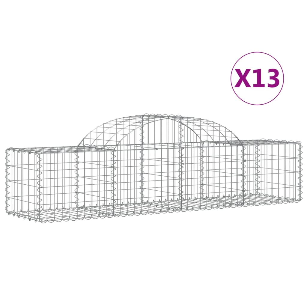 vidaXL Gabionen mit Hochbogen 13 Stk. 200x50x40/60 cm Verzinktes Eisen