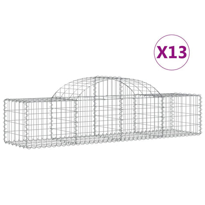vidaXL Gabionen mit Hochbogen 13 Stk. 200x50x40/60 cm Verzinktes Eisen