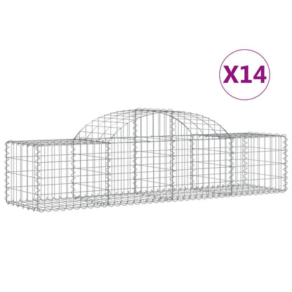vidaXL Gabionen mit Hochbogen 14 Stk. 200x50x40/60 cm Verzinktes Eisen
