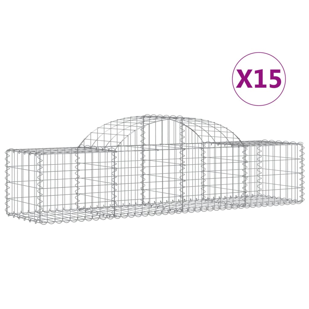 vidaXL Gabions avec arche haute 15 pces 200x50x40/60 cm Fer galvanisé