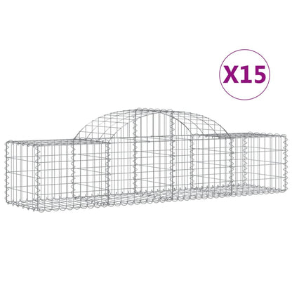 vidaXL Gabions avec arche haute 15 pces 200x50x40/60 cm Fer galvanisé