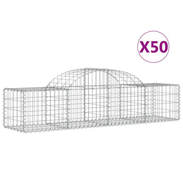 vidaXL Gabions avec arc surélevé 50 pièces 200x50x40/60 cm Fer galvanisé