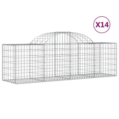 vidaXL Gabionen mit Hochbogen 14 Stk. 200x50x60/80 cm Verzinktes Eisen