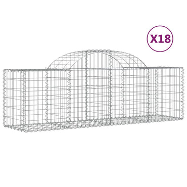 vidaXL Gabionen mit Hochbogen 18 Stk. 200x50x60/80 cm Verzinktes Eisen