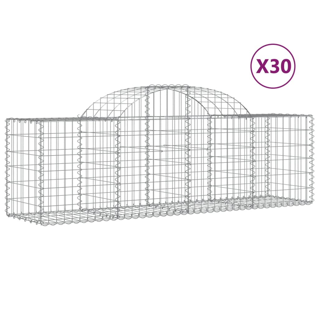 vidaXL Gabionen mit Hochbogen 30 Stk. 200x50x60/80 cm Verzinktes Eisen