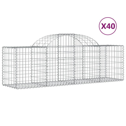 vidaXL Gabionen mit Hochbogen 40 Stk. 200x50x60/80 cm Verzinktes Eisen