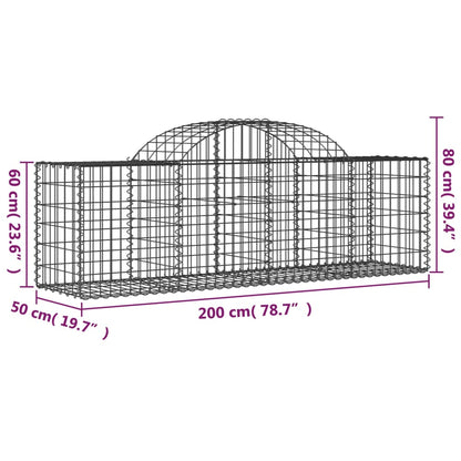 vidaXL Gabionen mit Hochbogen 40 Stk. 200x50x60/80 cm Verzinktes Eisen